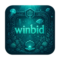 winbid ডার্ক ব্যাকগ্রাউন্ডে ব্র্যান্ড সাইন